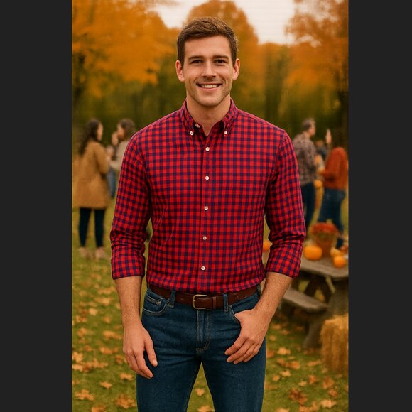 J. Crew Secret Wash Shirt Slim Fit Men’s XL Blue Red Plaid Button Down Stretch - Picture 1 of 14